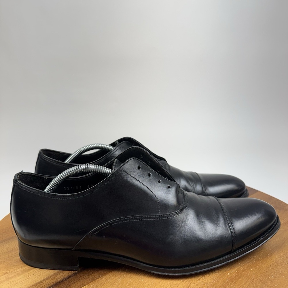 Mens To Boot Adam Derrick Black Leather Cap Toe Dress Shoes Oxfords Size 10.5 D
